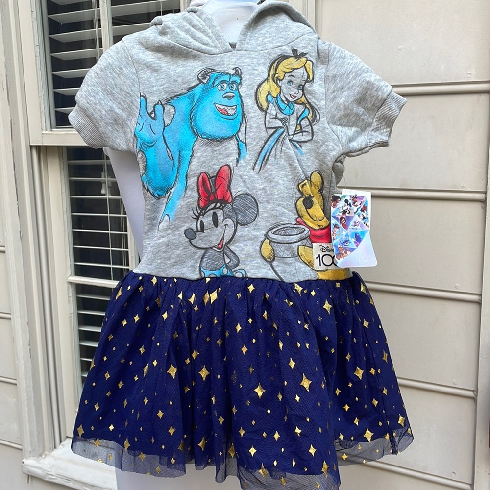 NWT- Disney Hooded Dress with Tulle Skirt